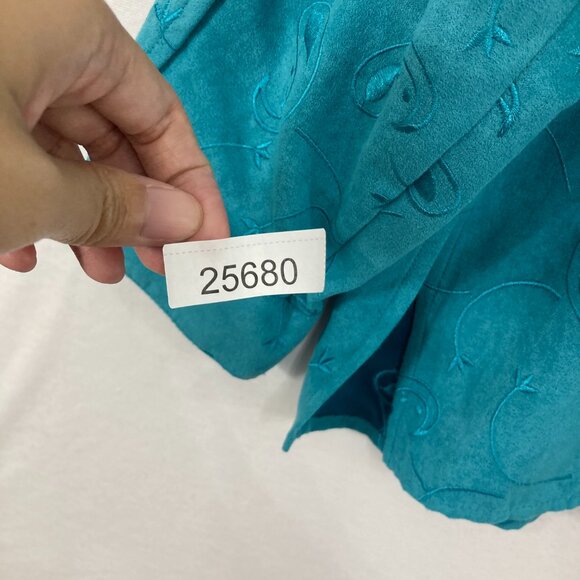 New Draper's & Damon's sz 3X Blue Teal size 3X Embroidered Long Sleeve Button Up - Picture 10 of 11